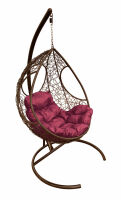Кокон Долька ротанг (Бордовая подушка, коричневый каркас), фото