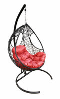 Кокон Долька ротанг (Красная подушка, черный каркас), фото