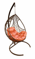 Кокон Долька ротанг (Оранжевая подушка, коричневый каркас), фото