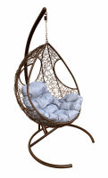 Кокон Долька ротанг (Серая подушка, коричневый каркас), фото
