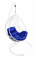 Кокон Долька ротанг (Синяя подушка, белый каркас), фото