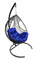 Кокон Долька ротанг (Синяя подушка, черный каркас), фото
