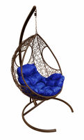 Кокон Долька ротанг (Синяя подушка, коричневый каркас), фото