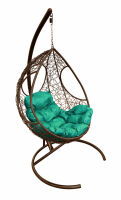 Кокон Долька ротанг (Зеленая подушка, коричневый каркас), фото