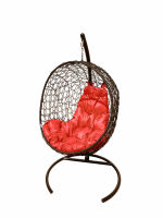 Кокон ЛУНА ротанг (Красная подушка, коричневый каркас), фото
