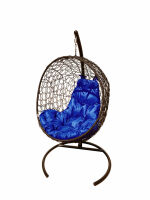 Кокон ЛУНА ротанг (Синяя подушка, коричневый каркас), фото