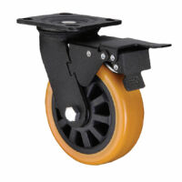 Колесо большегрузное поворотное с тормозом - поворотная колесная опора с тормозом полиуретановый контактный слой SCpub 42, фото