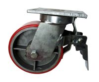 Колесо большегрузное поворотное с тормозом - поворотная колесная опора с тормозом, полиуретановый контактный слой SCpxb 80, фото