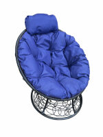 Кресло Папасан мини (в ротанге, синяя подушка), фото