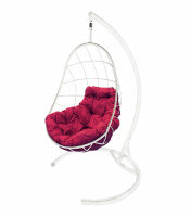 Кресло подвесное Овал (Бордовая подушка, белый каркас), фото