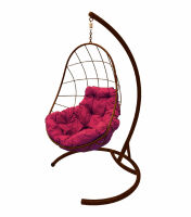 Кресло подвесное Овал (Бордовая подушка, коричневый каркас), фото
