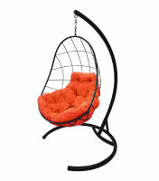 Кресло подвесное Овал (Оранжевая подушка, черный каркас), фото