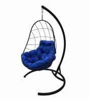 Кресло подвесное Овал (Синяя подушка, черный каркас), фото