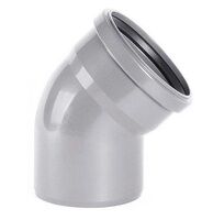 Отвод канализационный серый VALFEX 3,2 Ду 50 мм 45 градусов с кольцом Розничная, фото