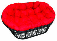 Садовый диван Мамасан ротанг (красная подушка,черный каркас), фото