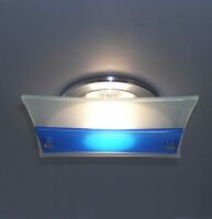 Светильник MR16 GU5.3 прямоугольный, стекло, хром, синяя вставка Helio Light, фото