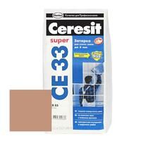 Затирка цементная для узких швов Ceresit СЕ33 Comfort светло-коричневая 2 кг Розничная, фото