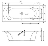 Акриловая ванна Riho LINARES R 180x80 (c тоник бортом) (B142001005/BT4600500000000), без каркаса и сифона, фото