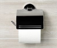Держатель туалетной бумаги WasserKRAFT Leine K-5025 White с крышкой металл, хромоникелевое покрытие, фото