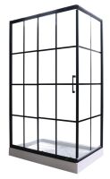 Душевой уголок Cerutti MUZA120 (80x120x195) универсальное, стекло проз, проф. черный, без поддона, фото