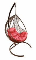 Кокон Долька ротанг (Красная подушка, коричневый каркас), фото