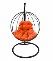 Фото - Кресло Кокон Подвесное Круглое (Оранжевая подушка, черный каркас)
