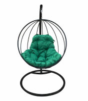 Кресло Кокон Подвесное Круглое (Зеленая подушка, черный каркас), фото