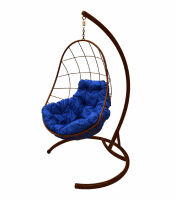 Фото - Кресло подвесное Овал (Синяя подушка, коричневый каркас)