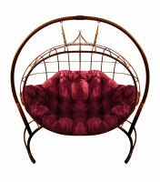 Кресло подвесное Улей  (Бордовая подушка, белый каркас), фото
