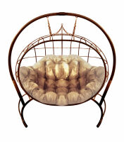 Кресло подвесное Улей  (Бежевая подушка, коричневый каркас), фото