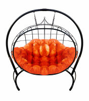Кресло подвесное Улей  (Оранжевая подушка, черный каркас), фото