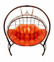 Кресло подвесное Улей  (Оранжевая подушка, коричневый каркас), фото