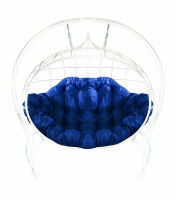 Фото - Кресло подвесное Улей  (Синяя подушка, белый каркас)