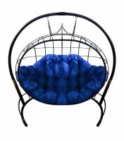 Кресло подвесное Улей  (Синяя подушка, черный каркас), фото