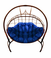 Кресло подвесное Улей  (Синяя подушка, коричневый каркас), фото