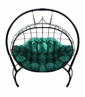 Фото - Кресло подвесное Улей  (Зеленая подушка, черный каркас)