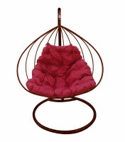 Подвесное кресло Для двоих (Бордовая подушка, коричневый каркас), фото