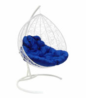 Фото - Подвесное кресло Для двоих Ротанг (Бежевая подушка, белый каркас)