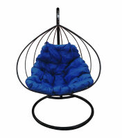 Подвесное кресло Для двоих (Синяя подушка, черный каркас), фото