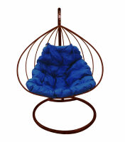 Подвесное кресло Для двоих (Синяя подушка, коричневый каркас), фото