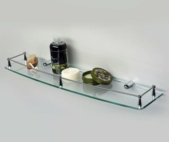 Полка WasserKRAFT K-555 стеклянная металл, хромоникелевое покрытие, закаленное стекло, фото
