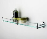 Полка WasserKRAFT Donau K-9444 стеклянная с бортиком металл, хромоникелевое покрытие, закаленное матовое стекло, фото