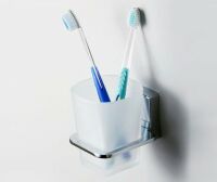 Стакан для зубных щеток WasserKRAFT Leine K-5028 стеклянный металл, хромоникелевое покрытие, матовое стекло, фото