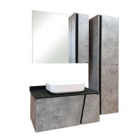 Зеркало-шкаф Comforty Эдинбург-90 бетон светлый, фото