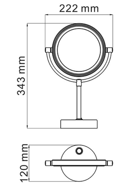 Зеркало WasserKRAFT K-1005 Black с LED-подсветкой двухстороннее, стандартное и с 3-х кратным увеличением, фото