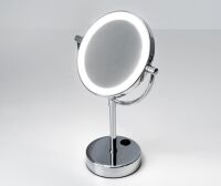 Зеркало WasserKRAFT K-1005 с LED-подсветкой двухстороннее, стандартное и с 3-х кратным увеличением, латунь, хромоникелевое покрытие, фото